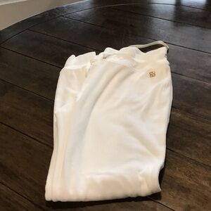 Calvin Klein White Sweatpants with Gold Accent